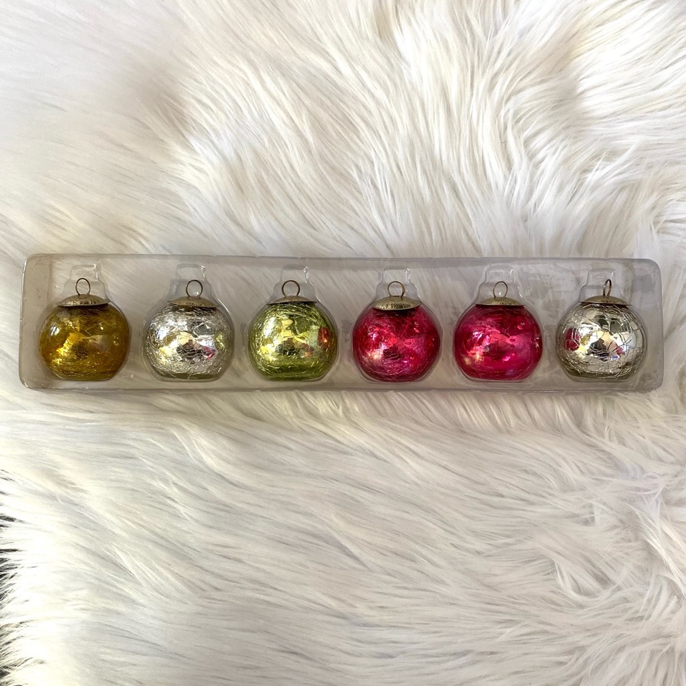 Vintage Placecard Kugel Style Set Glass Ornaments